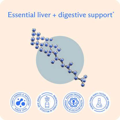 Supports liver detoxification*
Supports healthy fat digestion*
Boosts mitochondria for more energy*
Provides neuroprotective benefits*